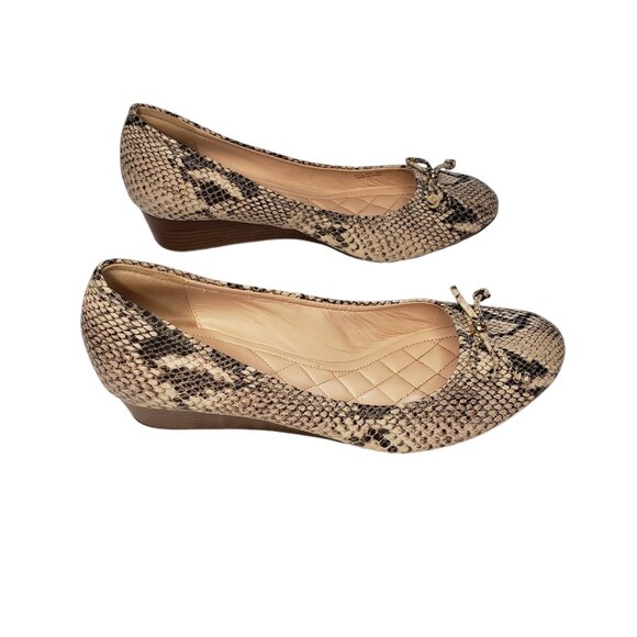 Cole Haan Women's 8.5 Brown Tan Leather Snake Skin Embossed Wedge Heels - Picture 4 of 7
